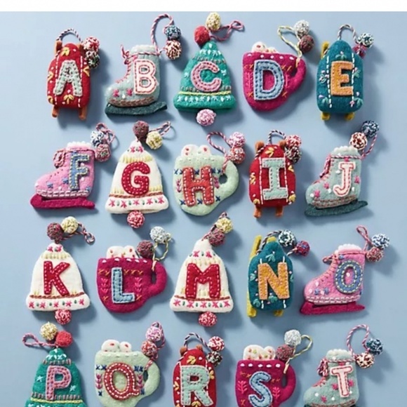 Anthropologie Snow Day Monogram Christmas Tree Ornament Letter C - Picture 3 of 5